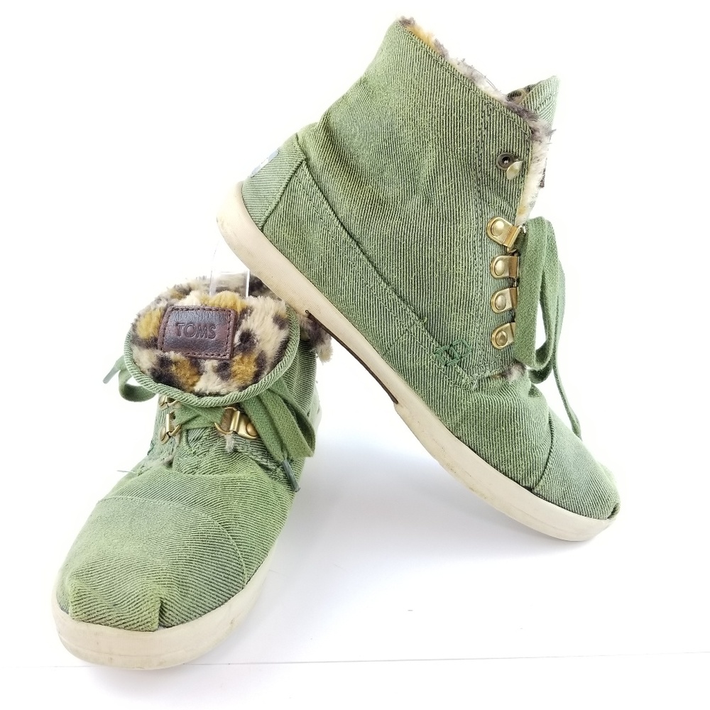 Tom's Highland Botas 7 Green Leopard Fold Over